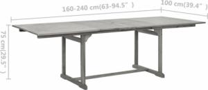 vidaXL Ogrodowy stół jadalniany, (160-240)x100x75 cm, drewno akacjowe 9