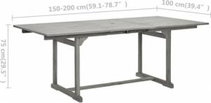 vidaXL Ogrodowy stół jadalniany, (150-200)x100x75 cm, drewno akacjowe 8