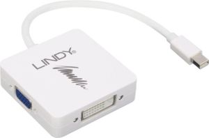 Adapter AV Lindy DisplayPort Mini - HDMI - VGA - DVI-I biały (41035) 1