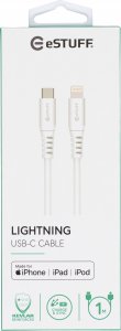 Kabel USB eStuff USB-C - Lightning 1 m Biały (ES602101) 2