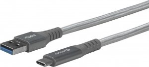 Kabel USB eStuff USB-C - USB-A 1 m Szary (ES605151) 1