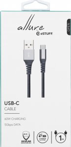Kabel USB eStuff USB-C - USB-A 1 m Szary (ES605151) 2