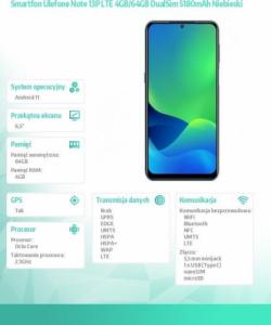 Smartfon UleFone Note 13P 4/64GB Niebieski  (UF-N13P/BE) 18