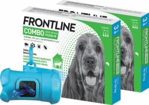 Frontline FRONTLINE Combo Spot -On Pies M 10-20kg (pipeta 3x 1,34ml) x2 +Frontline Dozownik na woreczki GRATIS 1