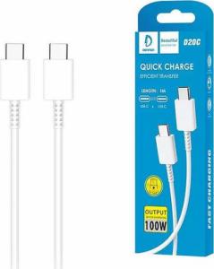 Kabel USB Denmen USB-C - USB-C 1 m Biały (D20C WHITE) 1