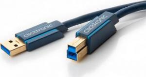 Kabel USB Clicktronic USB-A - USB-B 3 m Niebieski 1