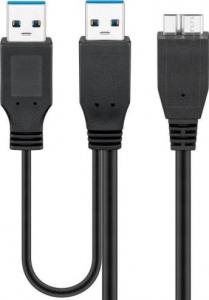 Kabel USB Goobay 2x USB-A - micro-B 0.3 m Czarny (JAB-1880953) 1