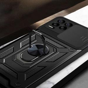 Alogy Etui z osłoną aparatu Alogy Camshield Stand Ring do Realme 8/ 8 Pro czarne + Szkło 9