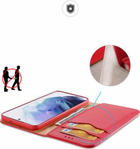 Dux Ducis Dux Ducis Hivo skórzane etui z klapką pokrowiec ze skóry naturalnej portfel na karty i dokumenty Samsung Galaxy S22+ (S22 Plus) czerwony 21