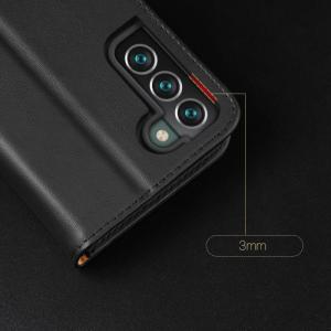 Dux Ducis Dux Ducis Hivo skórzane etui z klapką pokrowiec ze skóry naturalnej portfel na karty i dokumenty Samsung Galaxy S22+ (S22 Plus) czerwony 6