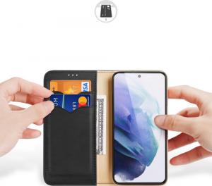 Dux Ducis Dux Ducis Hivo skórzane etui z klapką pokrowiec ze skóry naturalnej portfel na karty i dokumenty Samsung Galaxy S22+ (S22 Plus) czarny 13
