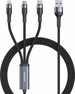 Kabel USB Joyroom USB-A - USB-C + microUSB + Lightning 1.2 m Czarny (6941237173485) 1