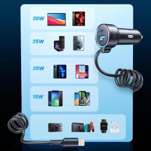Ładowarka Joyroom Joyroom szybka ładowarka samochodowa 3 w 1 z kablem Lightning 1,5m 45W czarny (JR-CL08) 3