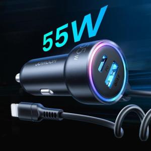 Ładowarka Joyroom Joyroom szybka ładowarka samochodowa 3 w 1 z kablem Lightning 1,5m 45W czarny (JR-CL08) 4