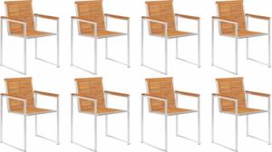 vidaXL Krzesła ogrodowe z poduszkami, 8 szt., lite drewno akacjowe 3