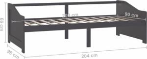 vidaXL vidaXL 3-osobowa sofa/łóżko, ciemnoszara, drewno sosnowe, 90x200 cm 8