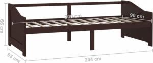 vidaXL 3-osobowa sofa/łóżko, ciemnobrązowa, drewno sosnowe, 90x200 cm 8