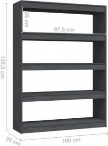vidaXL vidaXL Regał na książki/przegroda, szary, 100x30x135,5 cm, sosnowy 8