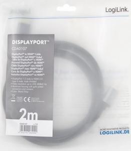 Kabel LogiLink DisplayPort - HDMI 2m czarny (1_812820) 3
