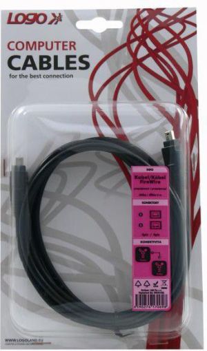 Logo Firewire 4-pin - Firewire 4-pin, 2m, Czarny (17069) 2