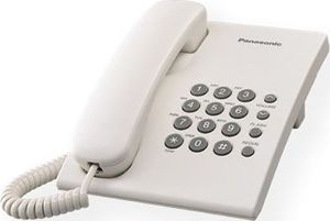 Telefon stacjonarny Panasonic Panasonic KX-TS500FXW Corded phone, White, Wall-mount option, Last Number Redial, Flash, Volume Control (6 levels), 3-Step Ringer Selector, Tone/Pulse - KX-TS500FXW 1