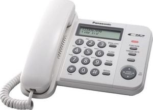 Telefon stacjonarny Panasonic Panasonic KX-TS560FXW Corded phone, White, LCD, Wall-mount option, Memory 50 numbers, Memory for 50 incoming numbers , (6 levels) Auto-repeat, dialing station number, Flash (100 ms-KX-TS560FXW 1