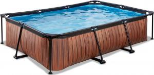 Exit Exit Toys Wood Pool, Frame Pool 300x200x65cm, swimming pool (brown, with filter pump) 1