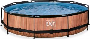 Exit Exit Toys Wood Pool, Frame Pool O 360x76cm, swimming pool (brown, with filter pump) 1
