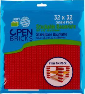 Open Bricks Open Bricks Stackable Building Plate 32x32 Construction Toy (Red) 1