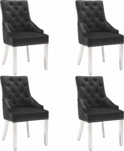 vidaXL Krzesła stołowe, 4 szt., czarne, obite aksamitem 1