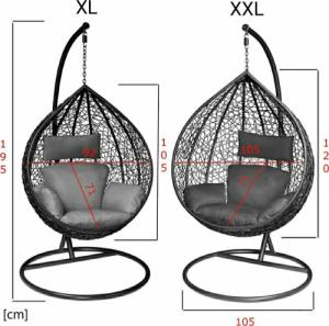 JGB Home JGB Kokon - Czarny fotel wiszący XXL 5