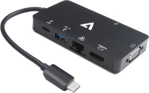 Stacja/replikator V7 USB-C (V7UC-U3CRJ45HDVG-BLK) 1