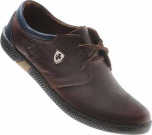 Pantofelek24 WYPRZEDAŻ- Sportowe buty męskie z naturalnej skóry Brązowe /A5-3 656 S600/ 43 1