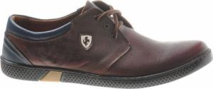 Pantofelek24 WYPRZEDAŻ- Sportowe buty męskie z naturalnej skóry Brązowe /A5-3 656 S600/ 43 2