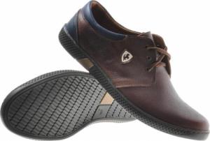 Pantofelek24 WYPRZEDAŻ- Sportowe buty męskie z naturalnej skóry Brązowe /A5-3 656 S600/ 43 3
