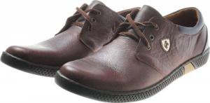 Pantofelek24 WYPRZEDAŻ- Sportowe buty męskie z naturalnej skóry Brązowe /A5-3 656 S600/ 43 4