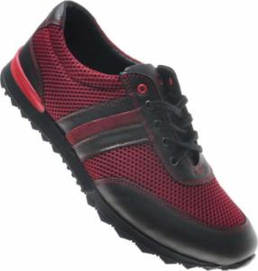 Pantofelek24 Wyprzedaż- Sportowe buty męskie ze skóry naturalnej Bordowe /B1-2 1039 606 S806/ 40 1