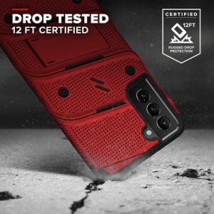 Zizo ZIZO BOLT Series - Pancerne etui Samsung Galaxy S21 FE ze szkłem 9H na ekran + uchwyt z podstawką (czerwony) 2