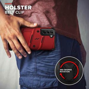 Zizo ZIZO BOLT Series - Pancerne etui Samsung Galaxy S21 FE ze szkłem 9H na ekran + uchwyt z podstawką (czerwony) 6