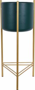 Selsey SELSEY Doniczka na kwiaty Comberve zielone na złotym stelażu 66 cm 1