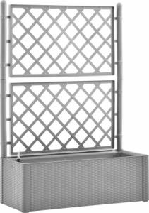 vidaXL Podwyższona donica z treliażem i systemem podlewania, szara 2