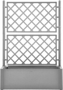 vidaXL Podwyższona donica z treliażem i systemem podlewania, szara 4