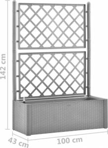 vidaXL Podwyższona donica z treliażem i systemem podlewania, szara 8