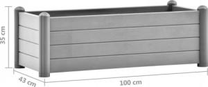 vidaXL Podwyższona donica, PP, kamienna szarość, 100x43x35 cm 6