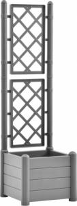 vidaXL Skrzynia na rośliny z trejażem, 43x43x142 cm, PP, szary kamień 2