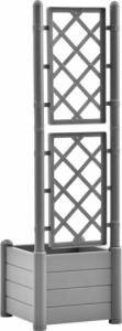 vidaXL Skrzynia na rośliny z trejażem, 43x43x142 cm, PP, szary kamień 5