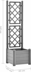 vidaXL Skrzynia na rośliny z trejażem, 43x43x142 cm, PP, szary kamień 7