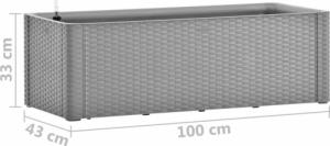 vidaXL Podwyższona donica z systemem podlewania, szara, 100x43x33 cm 7