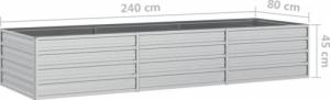 vidaXL Donica do podwyższonej rabaty, 240x80x45 cm, stal galwanizowana 7