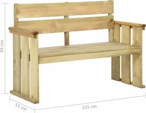 vidaXL Ławka ogrodowa, 121 cm, impregnowane drewno sosnowe 7
